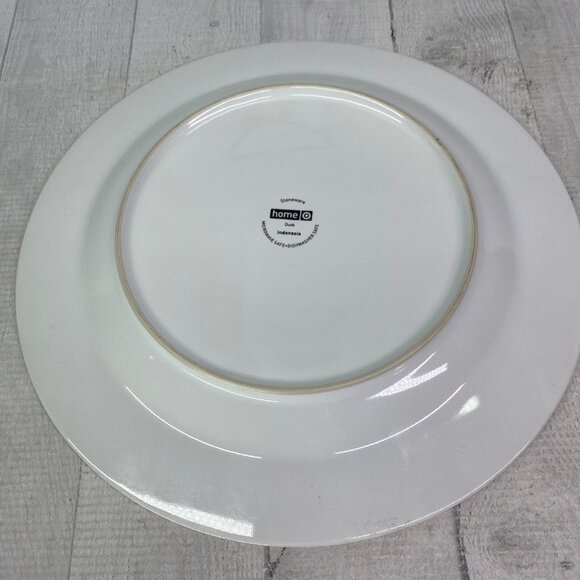 Home Target DUSK Brown Geometric Leaves White Stoneware 11" Dinner Plate Set 4 - Picture 9 of 16